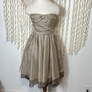 Salvatore Ferragamo Silk Tiered Strapless Dress Size 44/US8